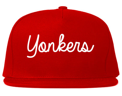 Yonkers New York NY Script Mens Snapback Hat Red