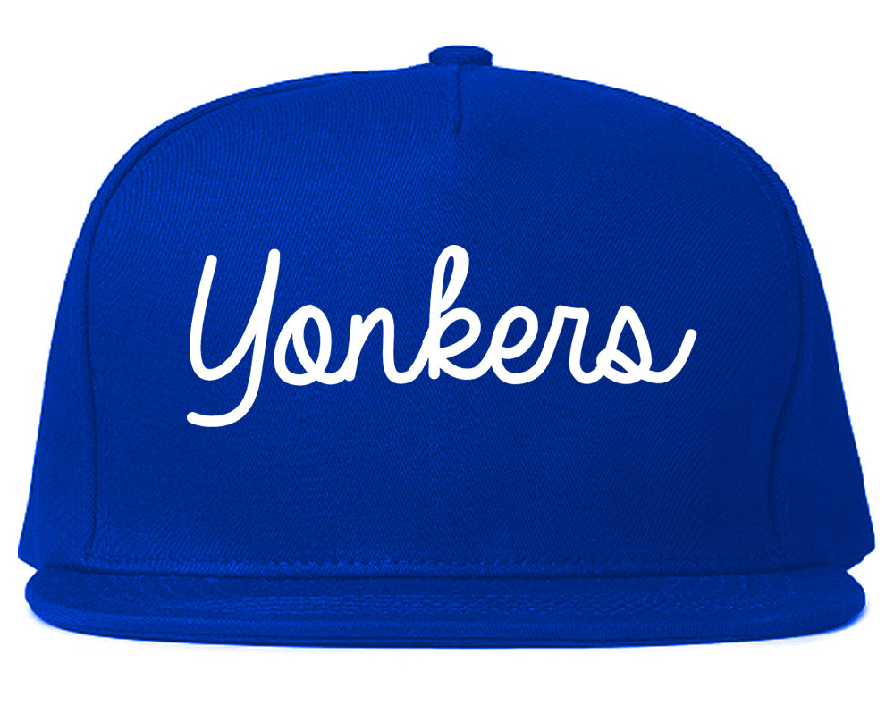 Yonkers New York NY Script Mens Snapback Hat Royal Blue