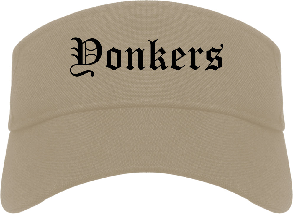 Yonkers New York NY Old English Mens Visor Cap Hat Khaki