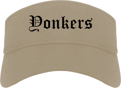 Yonkers New York NY Old English Mens Visor Cap Hat Khaki