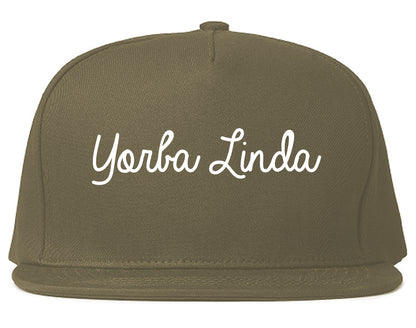 Yorba Linda California CA Script Mens Snapback Hat Grey