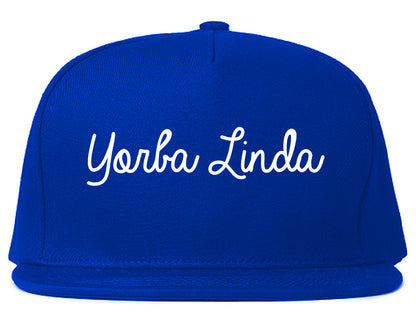 Yorba Linda California CA Script Mens Snapback Hat Royal Blue