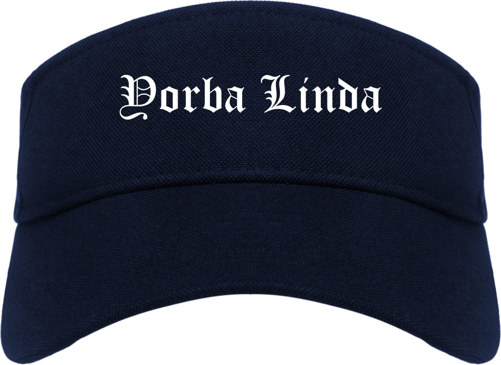 Yorba Linda California CA Old English Mens Visor Cap Hat Navy Blue