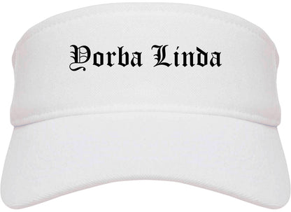Yorba Linda California CA Old English Mens Visor Cap Hat White