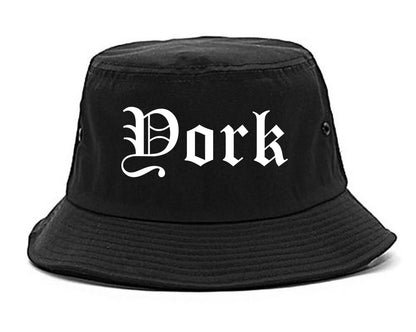 York Nebraska NE Old English Mens Bucket Hat Black