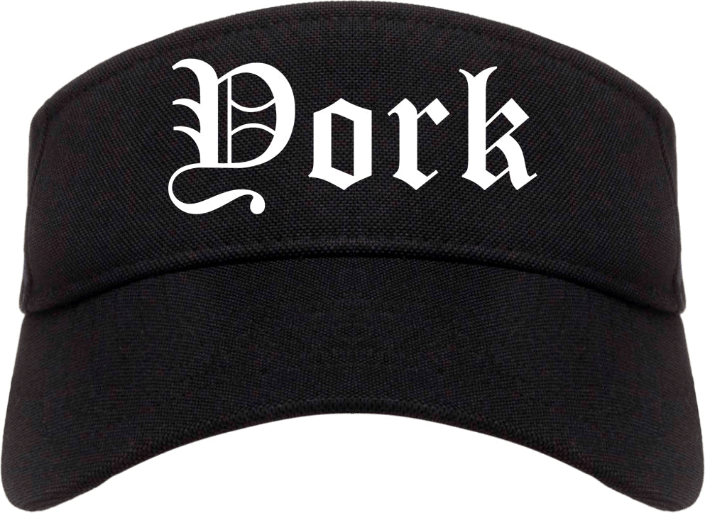 York Nebraska NE Old English Mens Visor Cap Hat Black