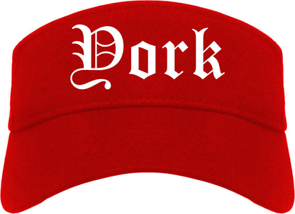 York Nebraska NE Old English Mens Visor Cap Hat Red