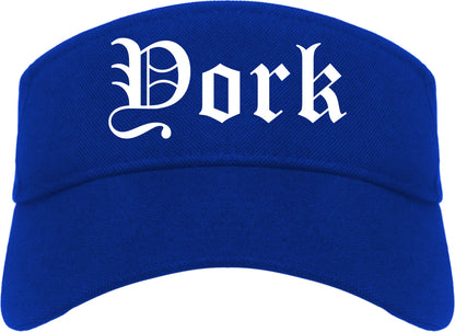 York Nebraska NE Old English Mens Visor Cap Hat Royal Blue
