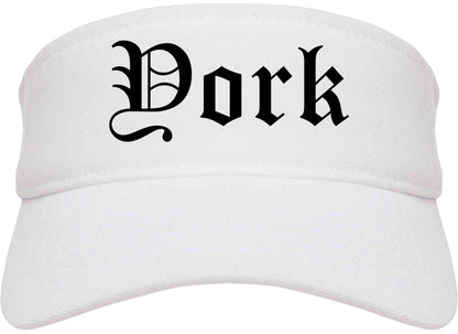 York Nebraska NE Old English Mens Visor Cap Hat White