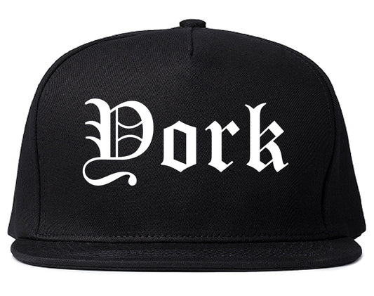 York Pennsylvania PA Old English Mens Snapback Hat Black