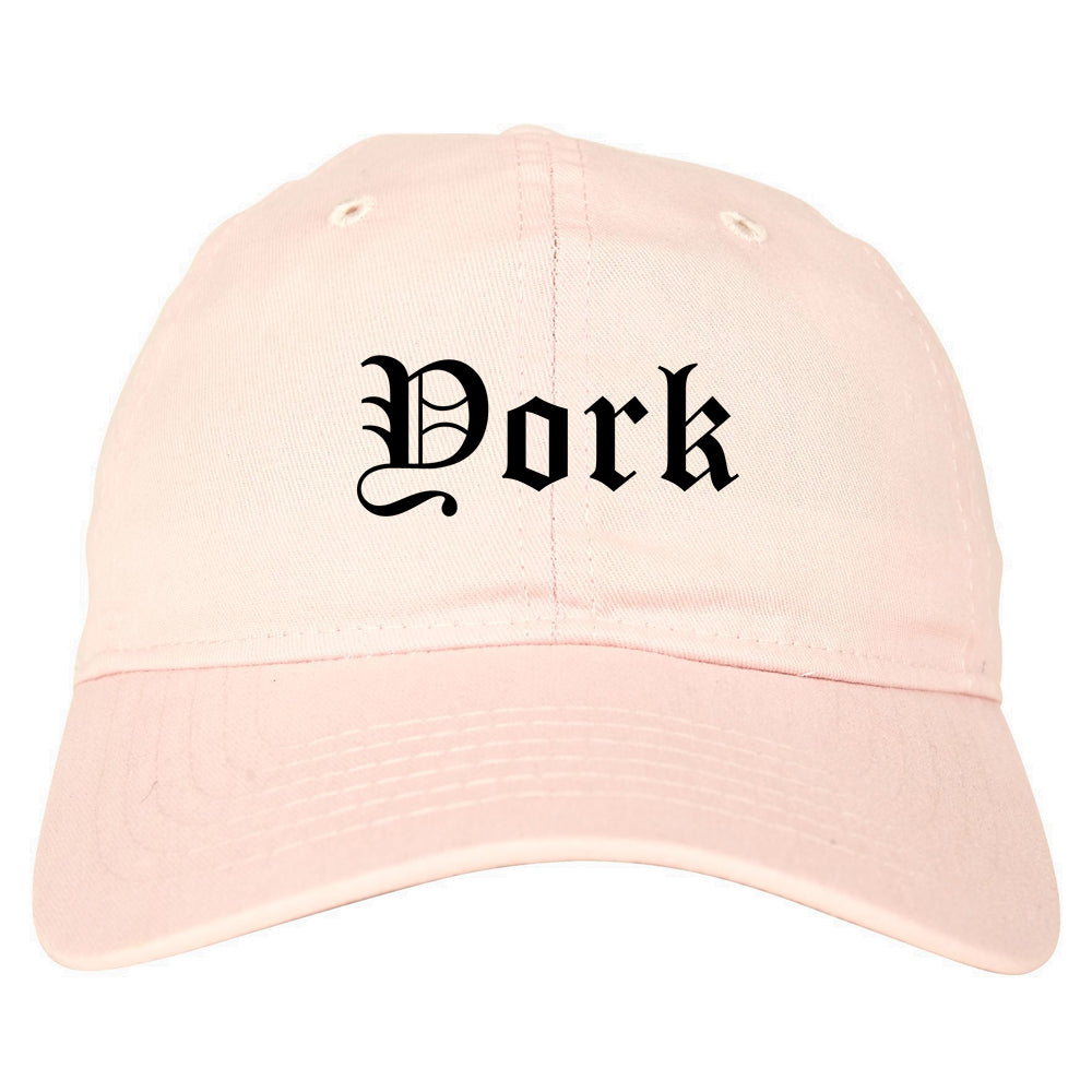 York Pennsylvania PA Old English Mens Dad Hat Baseball Cap Pink