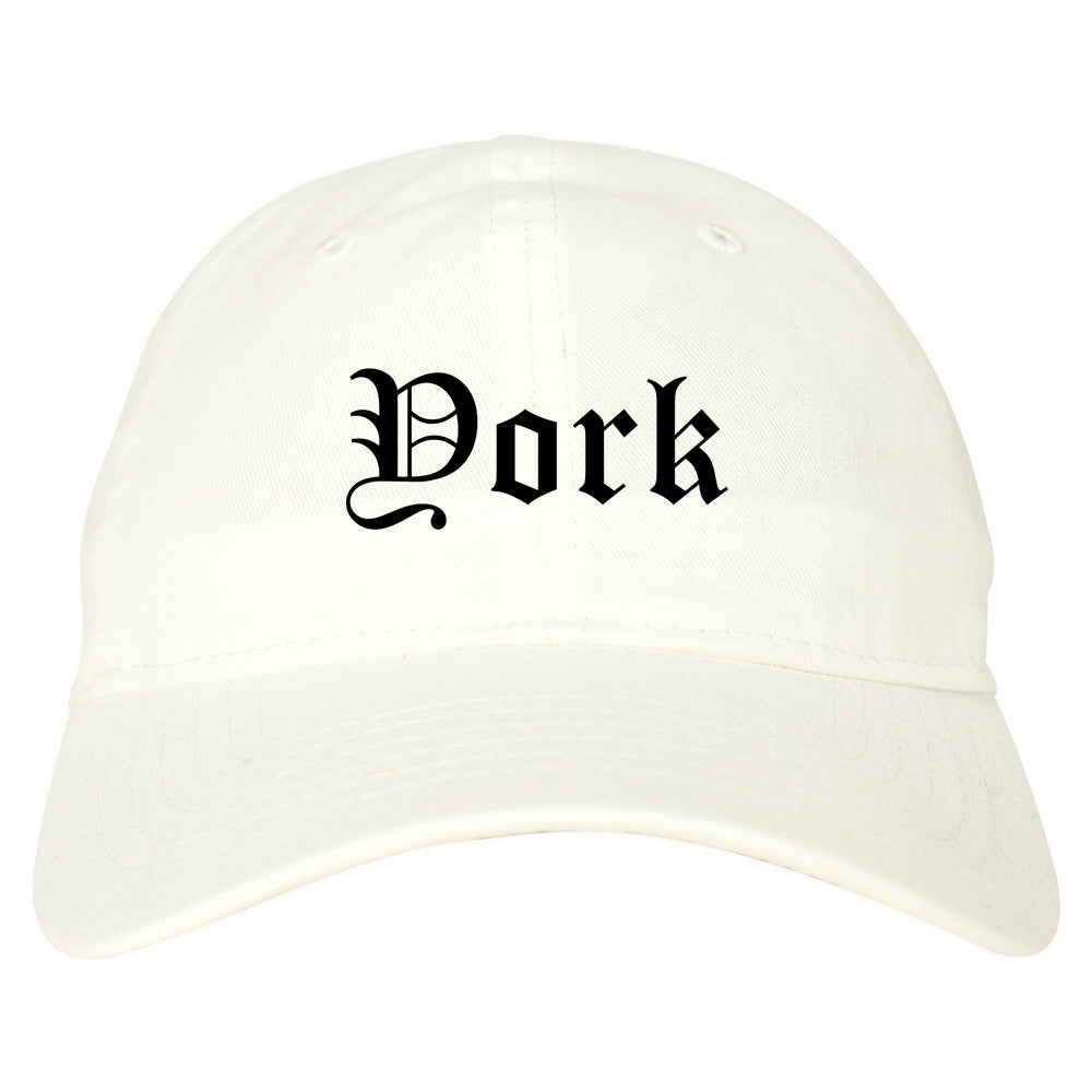 York Pennsylvania PA Old English Mens Dad Hat Baseball Cap White