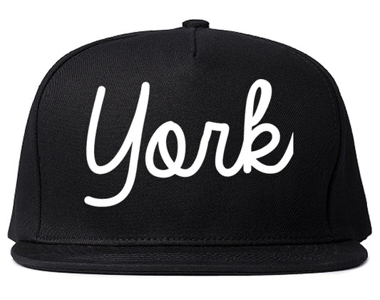 York Pennsylvania PA Script Mens Snapback Hat Black