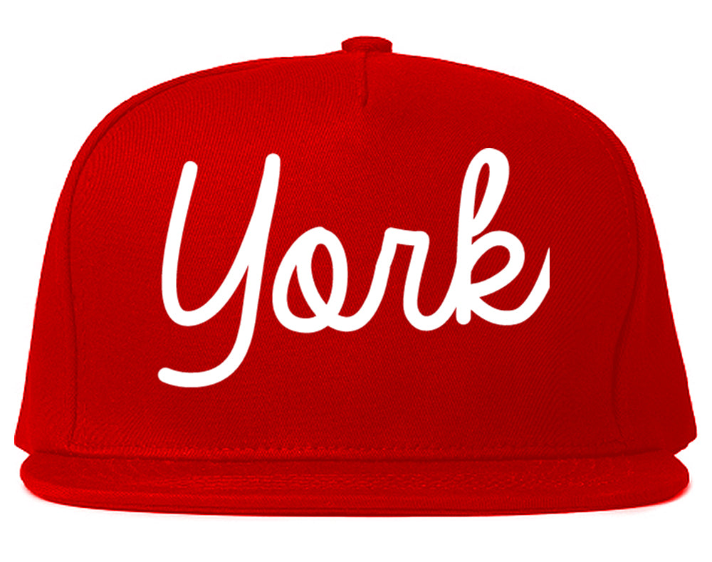 York Pennsylvania PA Script Mens Snapback Hat Red