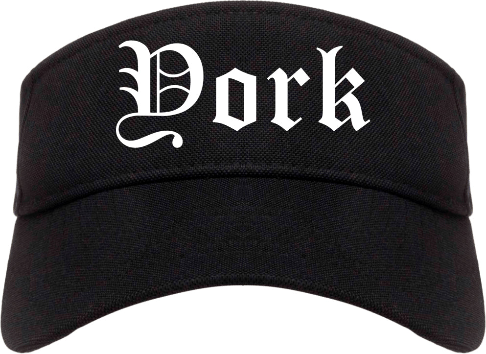 York Pennsylvania PA Old English Mens Visor Cap Hat Black