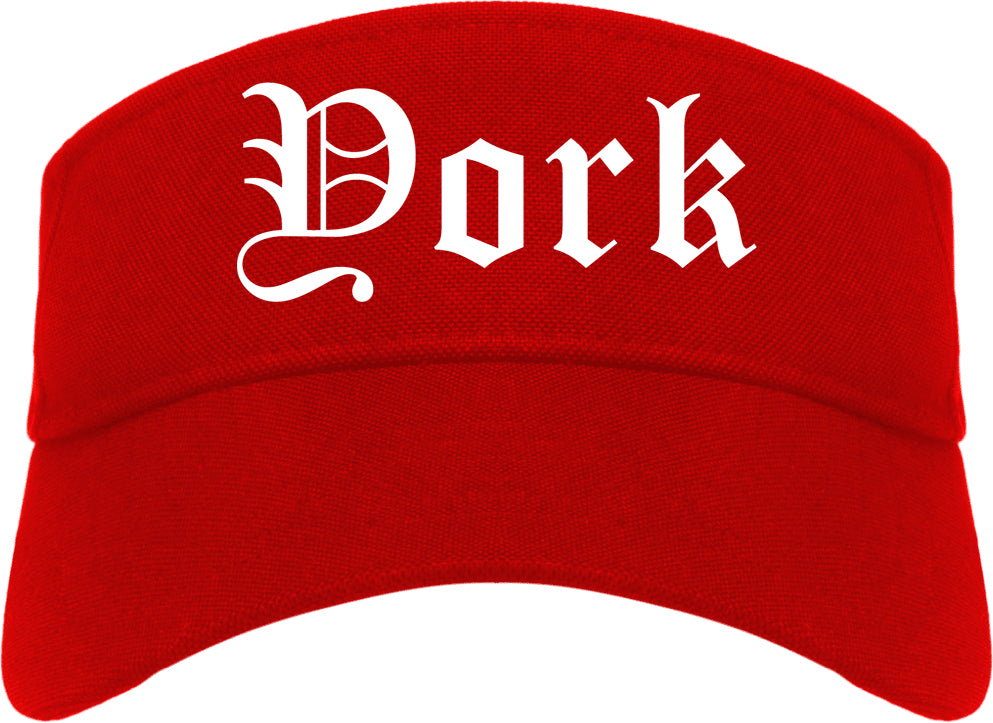 York Pennsylvania PA Old English Mens Visor Cap Hat Red