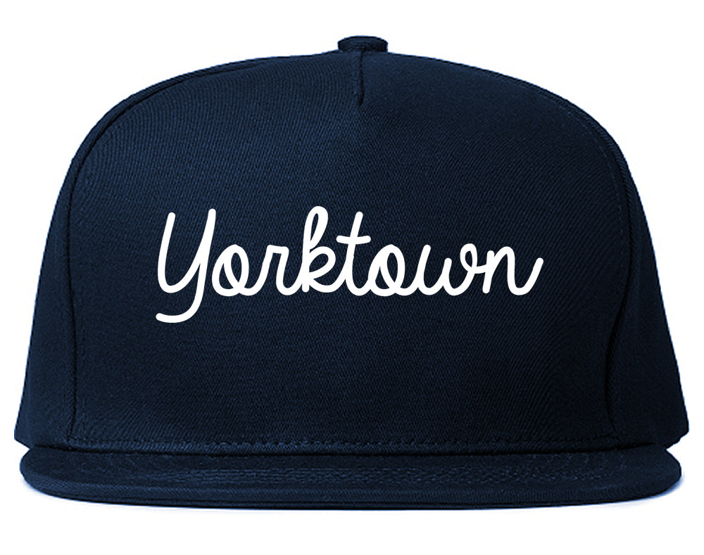 Yorktown Indiana IN Script Mens Snapback Hat Navy Blue