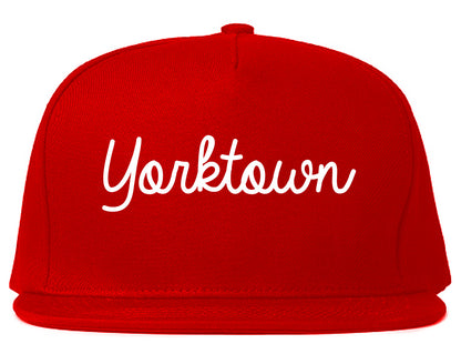 Yorktown Indiana IN Script Mens Snapback Hat Red