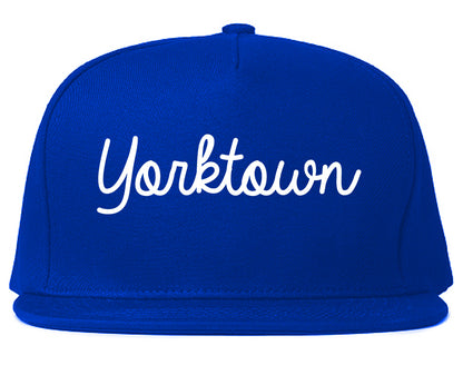 Yorktown Indiana IN Script Mens Snapback Hat Royal Blue