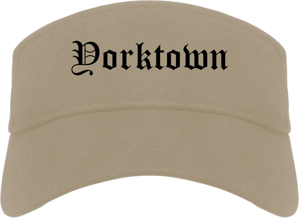 Yorktown Indiana IN Old English Mens Visor Cap Hat Khaki