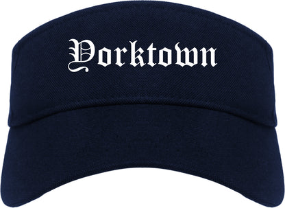 Yorktown Indiana IN Old English Mens Visor Cap Hat Navy Blue