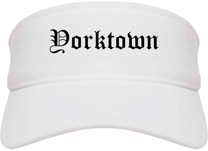 Yorktown Indiana IN Old English Mens Visor Cap Hat White