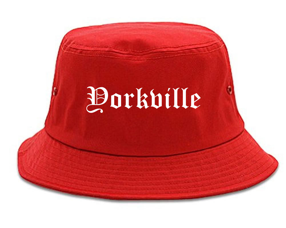 Yorkville Illinois IL Old English Mens Bucket Hat Red