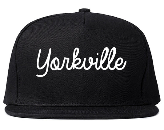 Yorkville Illinois IL Script Mens Snapback Hat Black