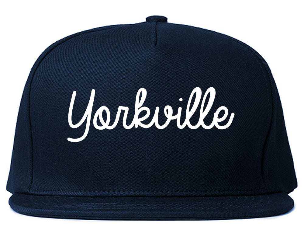 Yorkville Illinois IL Script Mens Snapback Hat Navy Blue