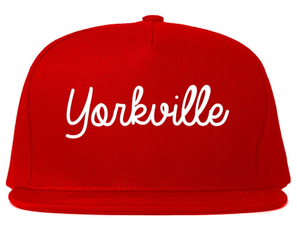 Yorkville Illinois IL Script Mens Snapback Hat Red