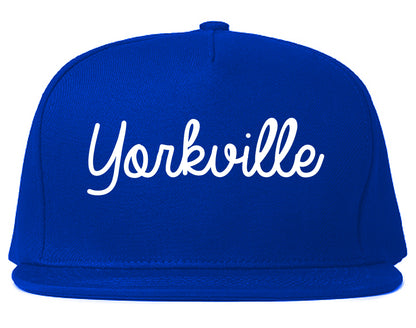 Yorkville Illinois IL Script Mens Snapback Hat Royal Blue