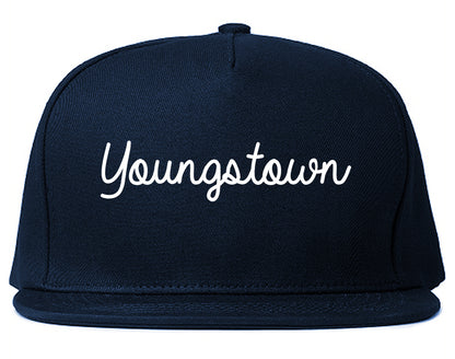 Youngstown Ohio OH Script Mens Snapback Hat Navy Blue