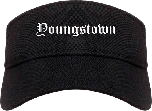 Youngstown Ohio OH Old English Mens Visor Cap Hat Black