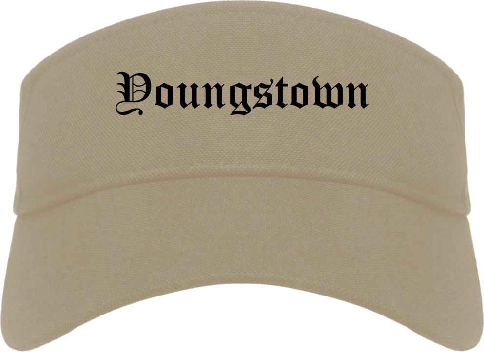 Youngstown Ohio OH Old English Mens Visor Cap Hat Khaki