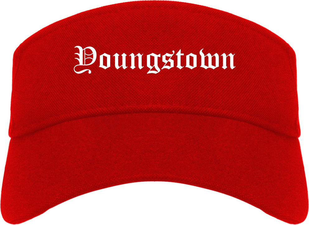 Youngstown Ohio OH Old English Mens Visor Cap Hat Red