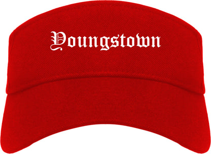Youngstown Ohio OH Old English Mens Visor Cap Hat Red