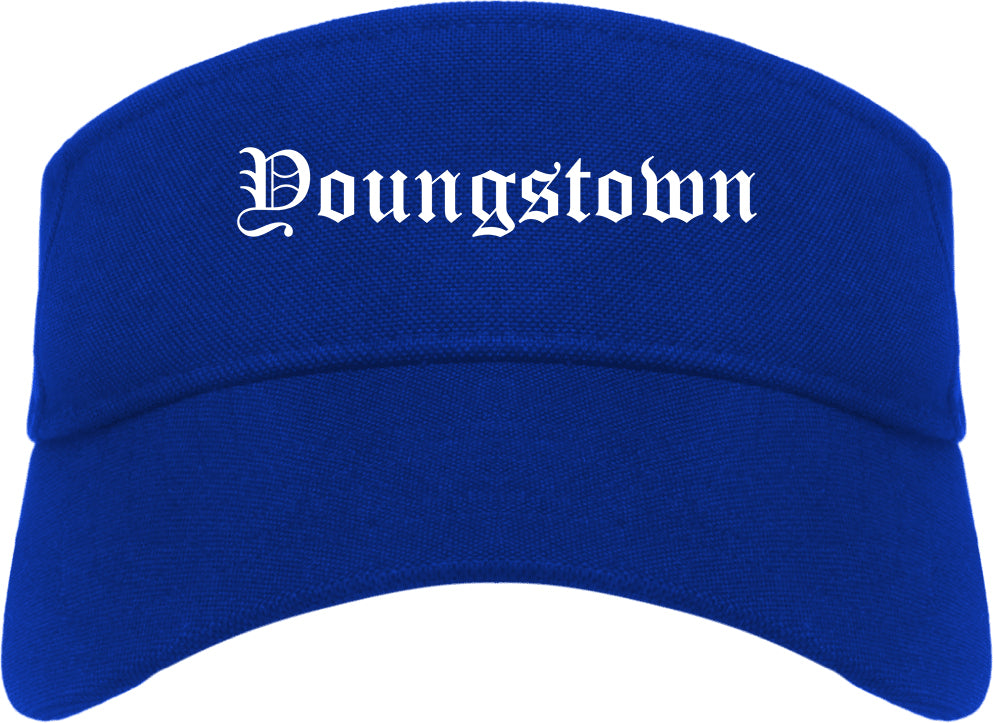 Youngstown Ohio OH Old English Mens Visor Cap Hat Royal Blue