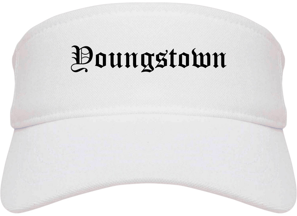 Youngstown Ohio OH Old English Mens Visor Cap Hat White