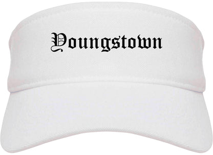 Youngstown Ohio OH Old English Mens Visor Cap Hat White