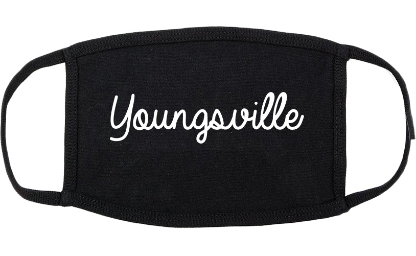 Youngsville Louisiana LA Script Cotton Face Mask Black