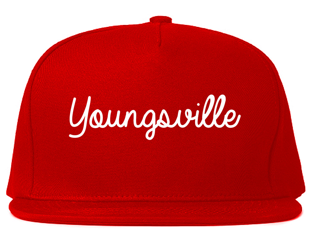 Youngsville Louisiana LA Script Mens Snapback Hat Red