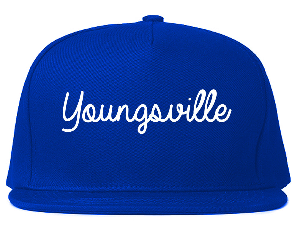 Youngsville Louisiana LA Script Mens Snapback Hat Royal Blue