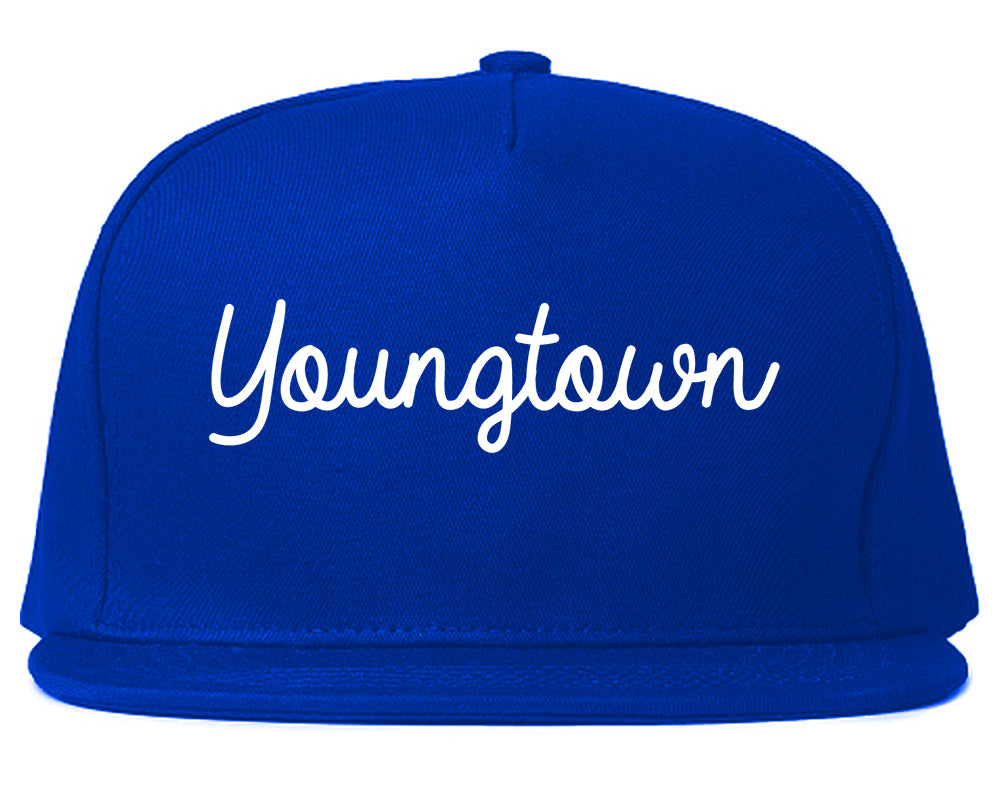 Youngtown Arizona AZ Script Mens Snapback Hat Royal Blue