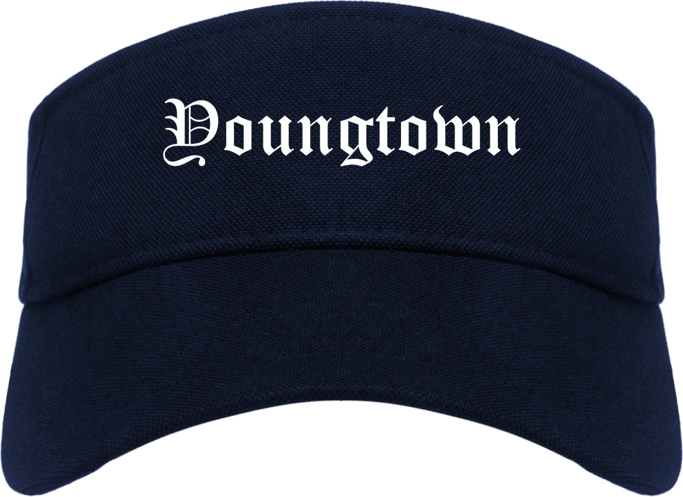 Youngtown Arizona AZ Old English Mens Visor Cap Hat Navy Blue