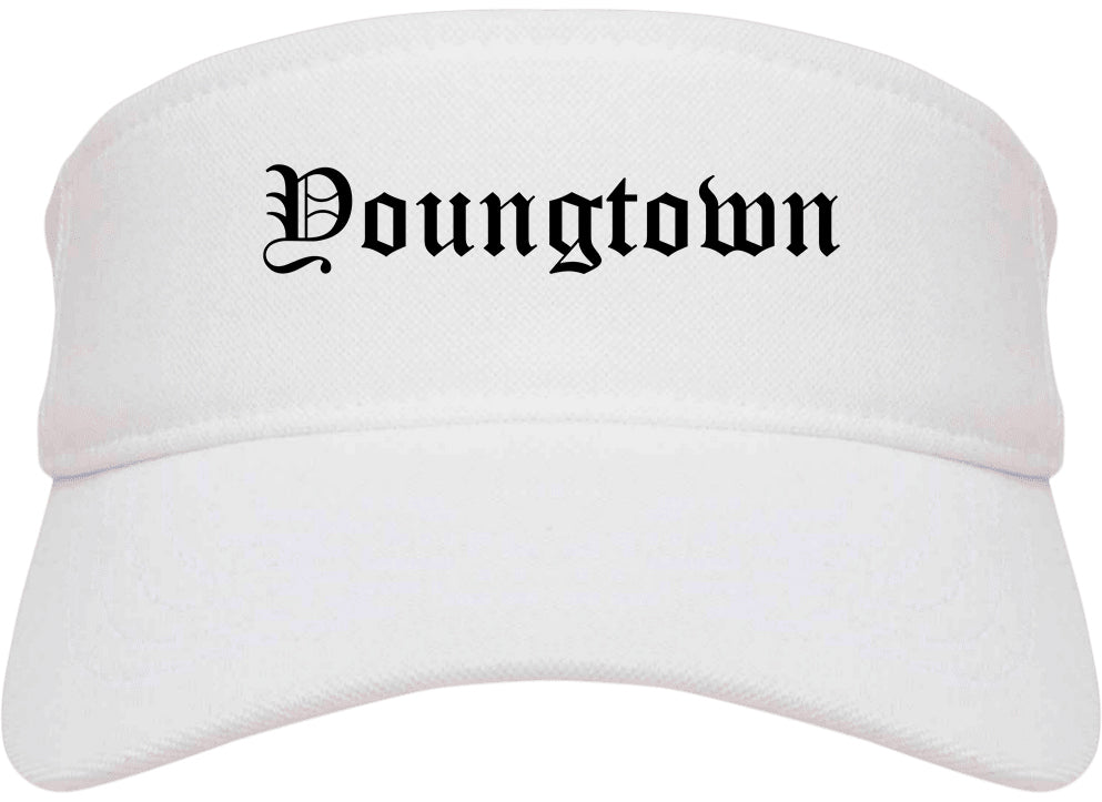 Youngtown Arizona AZ Old English Mens Visor Cap Hat White