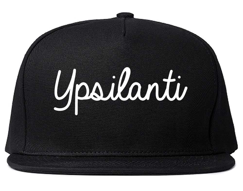 Ypsilanti Michigan MI Script Mens Snapback Hat Black