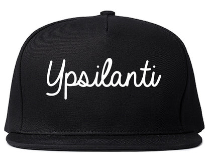 Ypsilanti Michigan MI Script Mens Snapback Hat Black