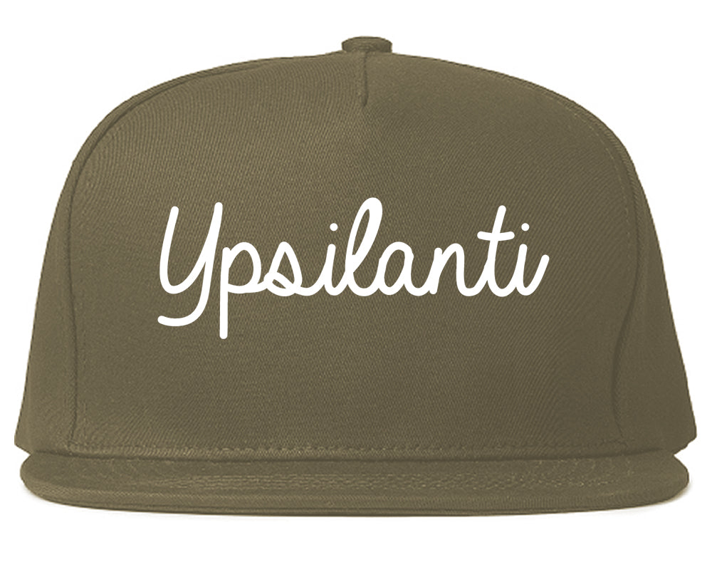 Ypsilanti Michigan MI Script Mens Snapback Hat Grey