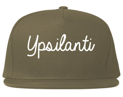 Ypsilanti Michigan MI Script Mens Snapback Hat Grey