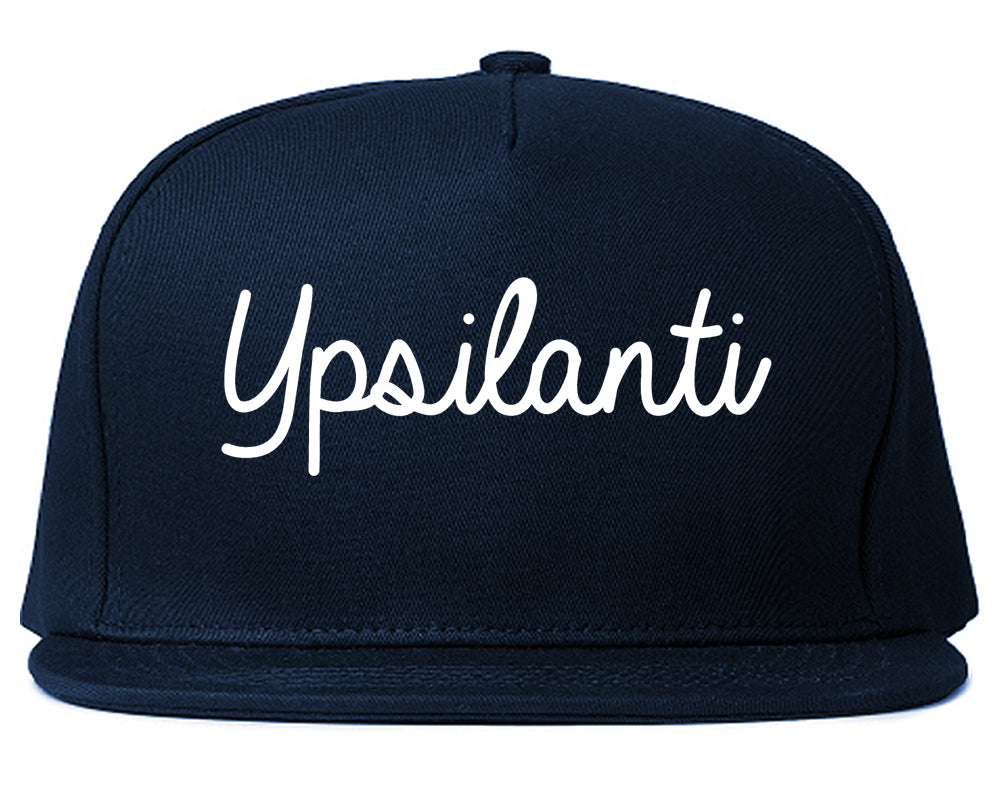 Ypsilanti Michigan MI Script Mens Snapback Hat Navy Blue